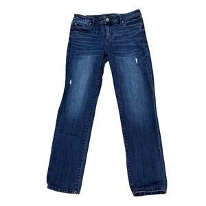 KUT from the Kloth Katy Boyfriend Jeans Dark Wash Distressed Denim Women's sz 8